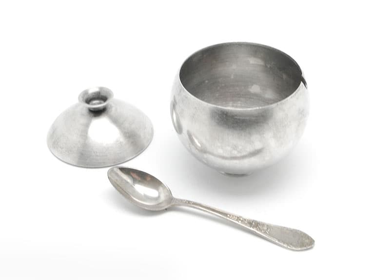 Cukiernica mid-century modern, mosiądz srebrzony, Polska, lata 60. - 187660