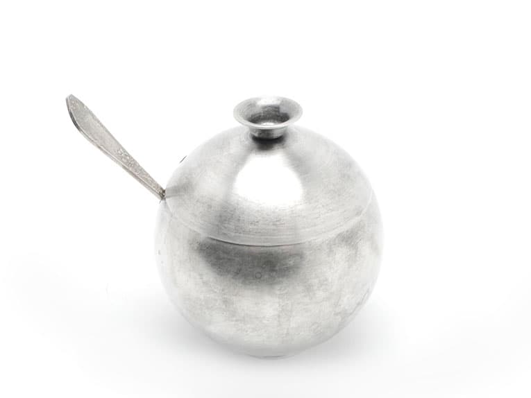 Cukiernica mid-century modern, mosiądz srebrzony, Polska, lata 60. - 187653