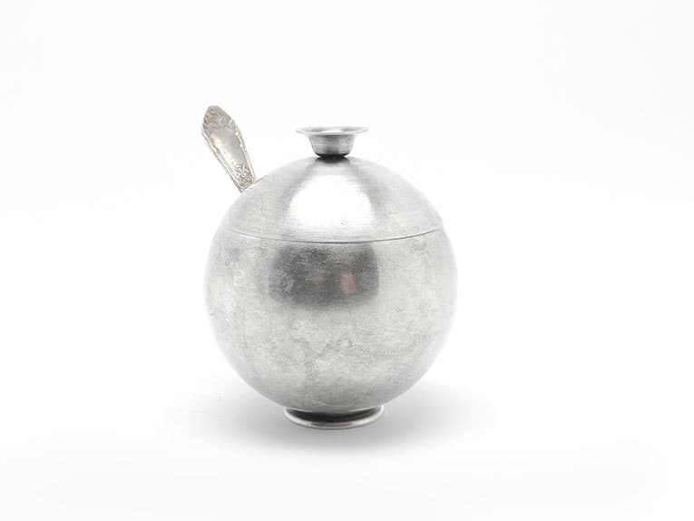 Cukiernica mid-century modern, mosiądz srebrzony, Polska, lata 60. - 187663