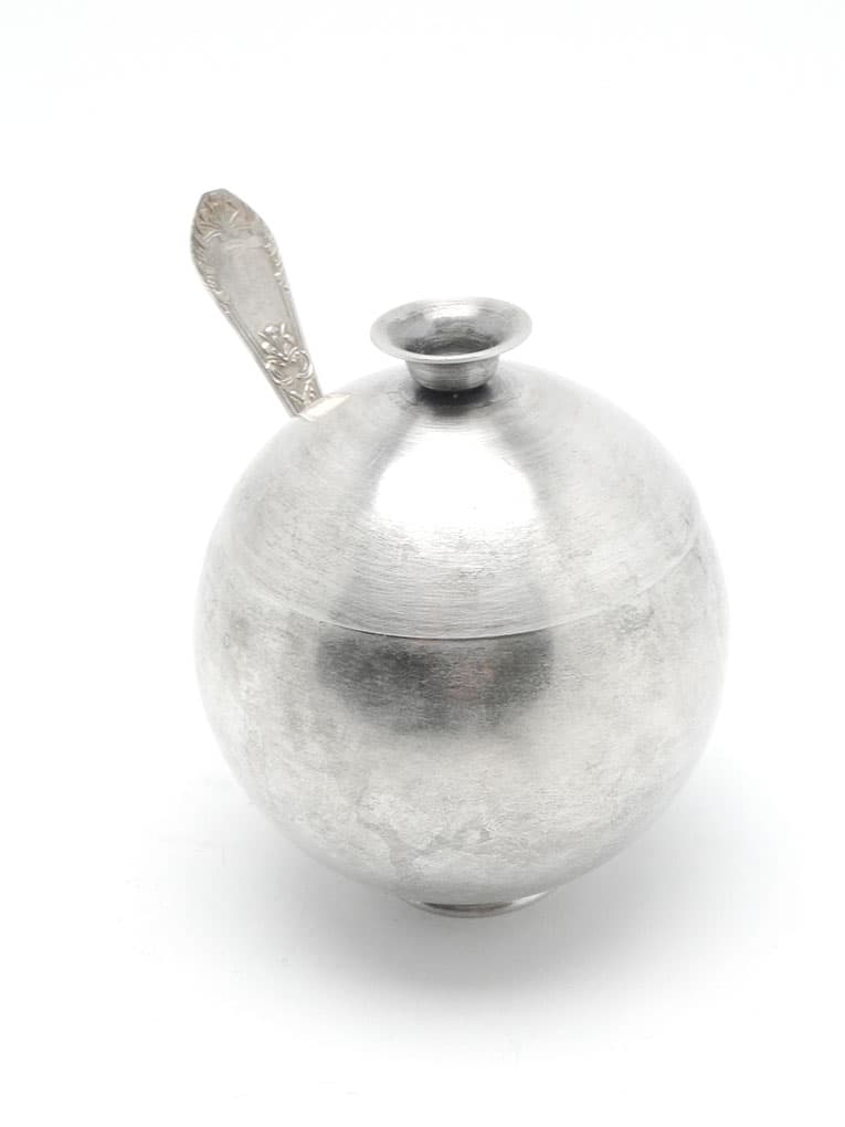 Cukiernica mid-century modern, mosiądz srebrzony, Polska, lata 60. - 187662