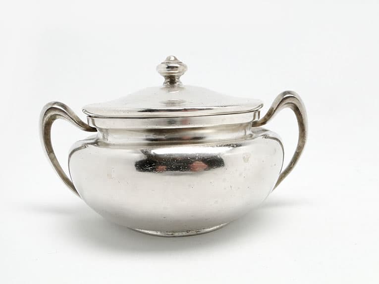 Cukiernica Art Nouveau, mosiądz srebrzony, Norblin, Polska, lata 20. - 187711