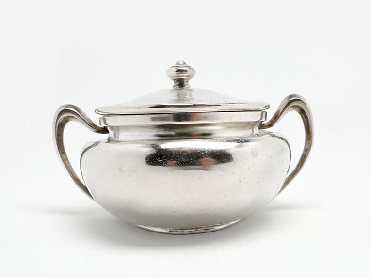 Cukiernica Art Nouveau, mosiądz srebrzony, Norblin, Polska, lata 20. - 187712