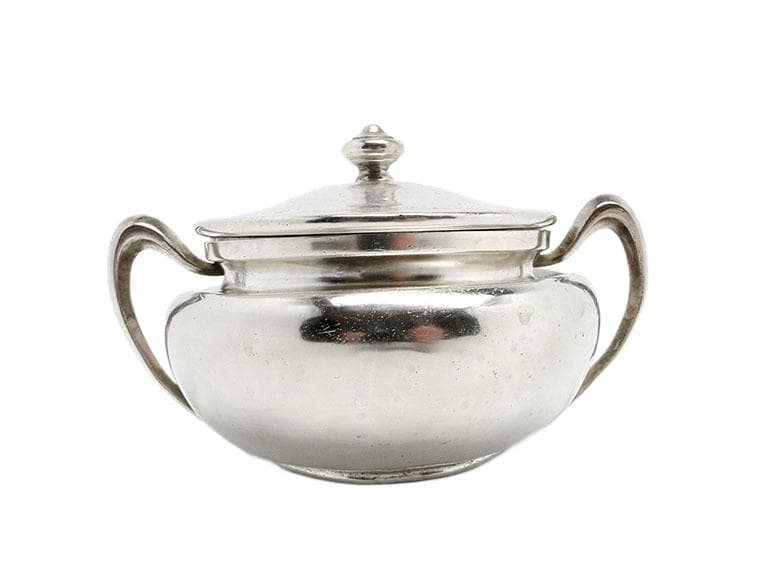 Cukiernica Art Nouveau, mosiądz srebrzony, Norblin, Polska, lata 20. - 192941