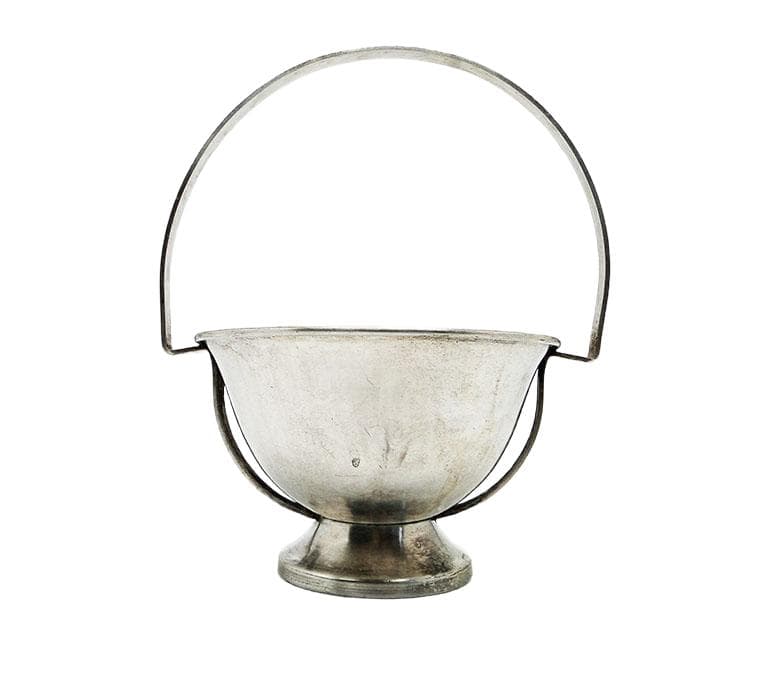 Art Deco sugar bowl, silver-plated brass, Poland, 1920s.