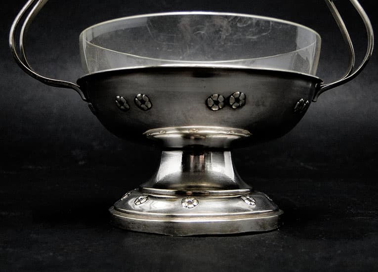 Art Nouveau sugar bowl, silver-plated brass, Poland, 1930s. - 187777
