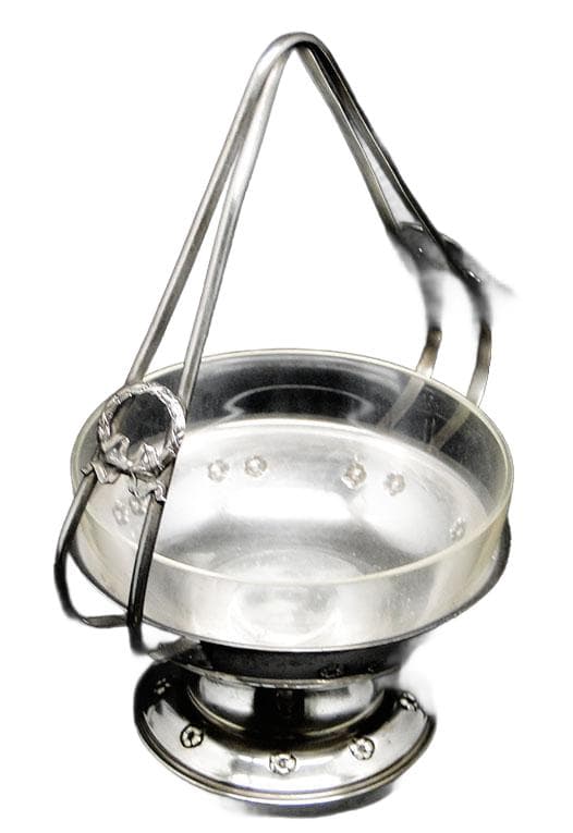 Art Nouveau sugar bowl, silver-plated brass, Poland, 1930s.