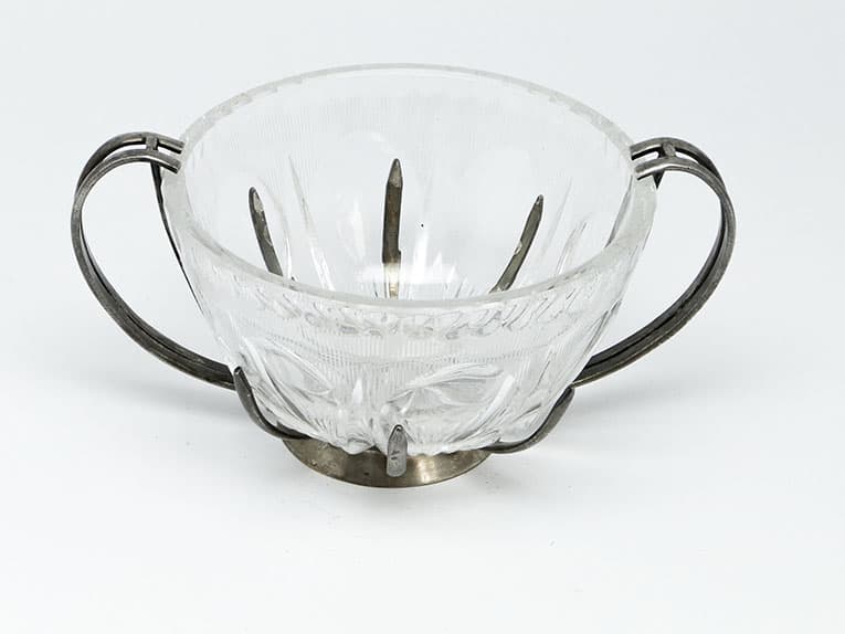 Sugar bowl, new look postmodernism, silver-plated brass glass, Poland, 1970s. - 187841