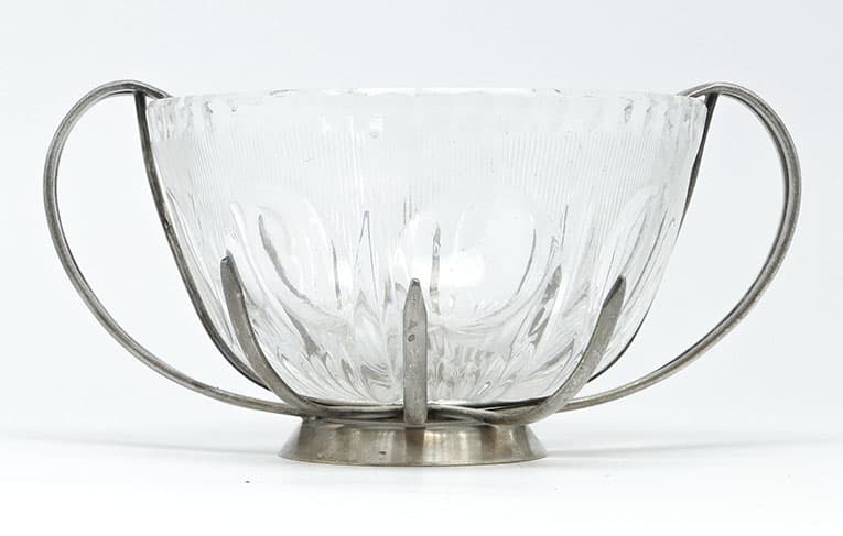 Sugar bowl, new look postmodernism, silver-plated brass glass, Poland, 1970s. - 187842