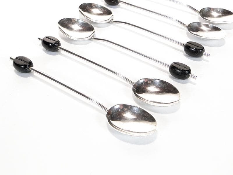 Coffee Spoon Set Art Deco, silver, black bakelite, United Kingdom, 1930s. - 187894