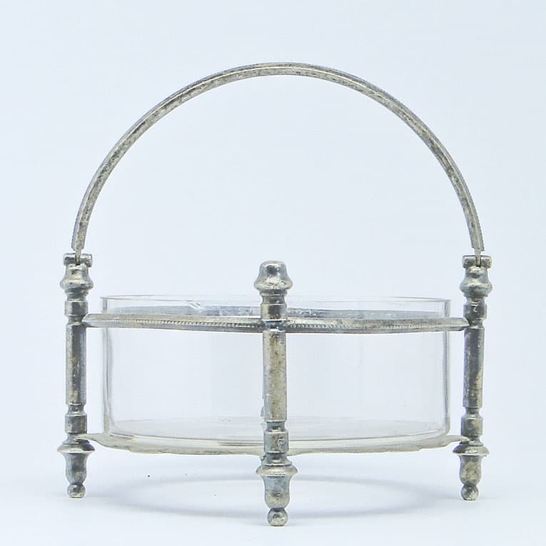 Eclectic sugar bowl, glass, silver-plated brass, Bracia Henneberg, Poland, 1920s. - 187934