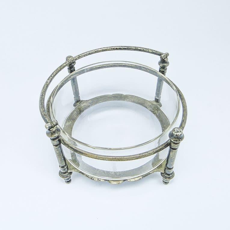 Eclectic sugar bowl, glass, silver-plated brass, Bracia Henneberg, Poland, 1920s. - 187938