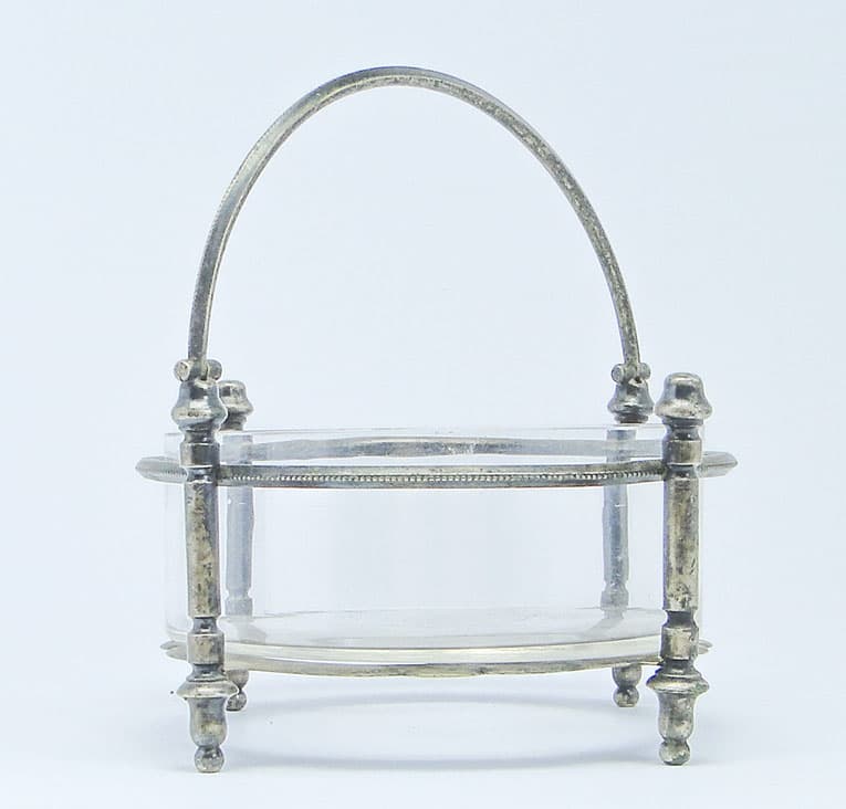 Eclectic sugar bowl, glass, silver-plated brass, Bracia Henneberg, Poland, 1920s. - 187931