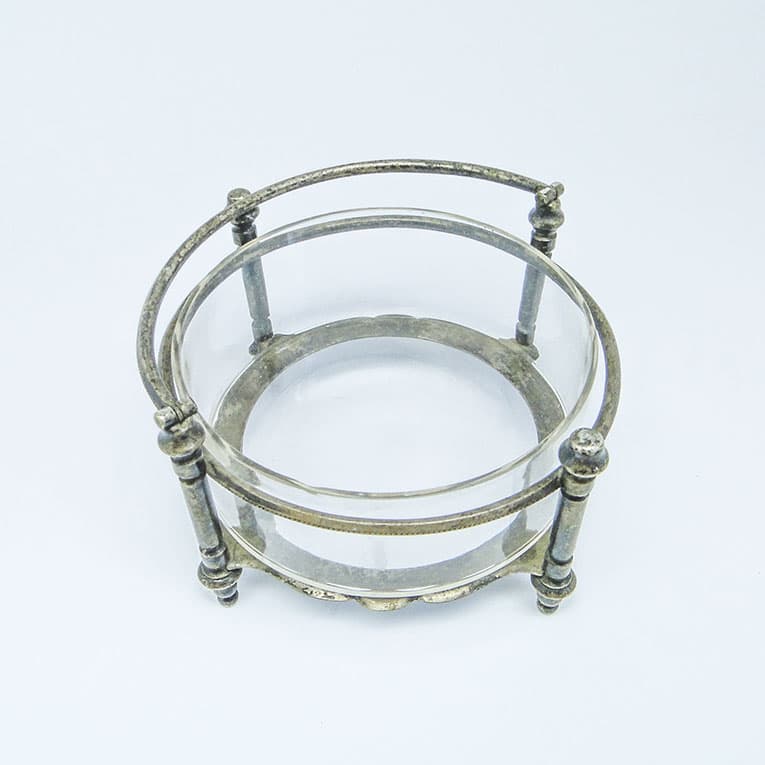 Eclectic sugar bowl, glass, silver-plated brass, Bracia Henneberg, Poland, 1920s. - 187940