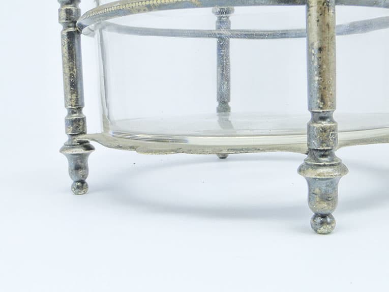 Eclectic sugar bowl, glass, silver-plated brass, Bracia Henneberg, Poland, 1920s. - 187935