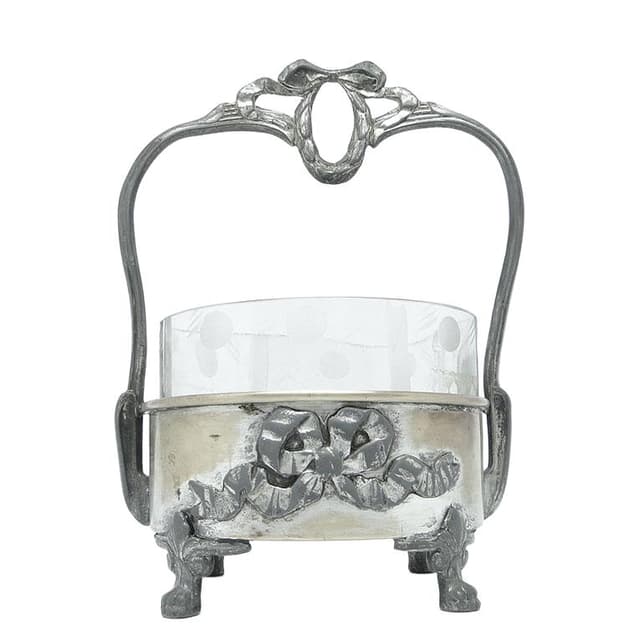 Cukiernica Art Nouveau, mosiądz srebrzony, Polska, lata 20. - WYMIARY