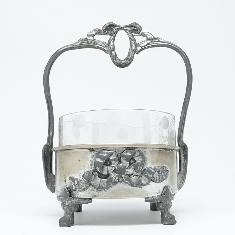 Cukiernica Art Nouveau, mosiądz srebrzony, Polska, lata 20. - 187961