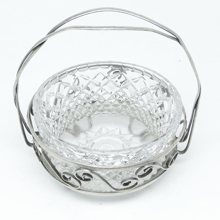 Cukiernica, postmodernizm, mosiądz srebrzony, szkło, HEFRA, Polska, lata 70. - 187975