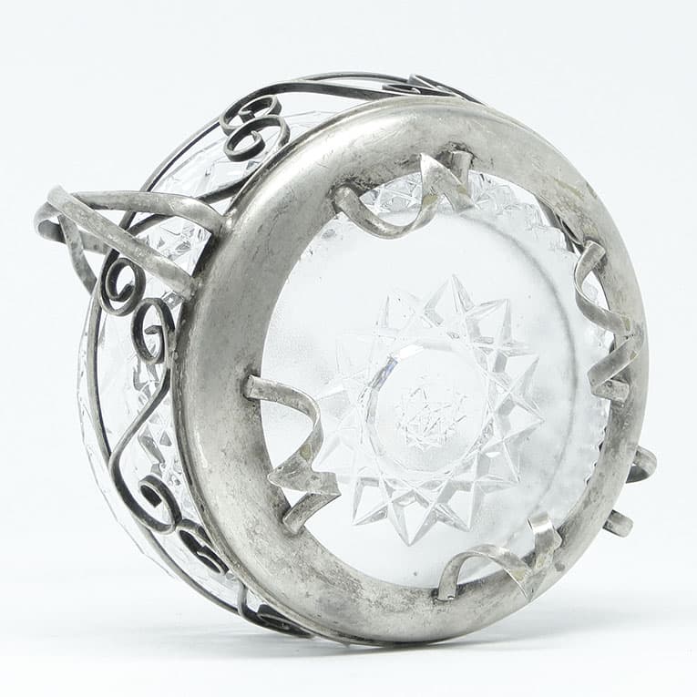 Cukiernica, postmodernizm, mosiądz srebrzony, szkło, HEFRA, Polska, lata 70. - 187978