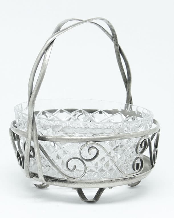 Cukiernica, postmodernizm, mosiądz srebrzony, szkło, HEFRA, Polska, lata 70. - 187973