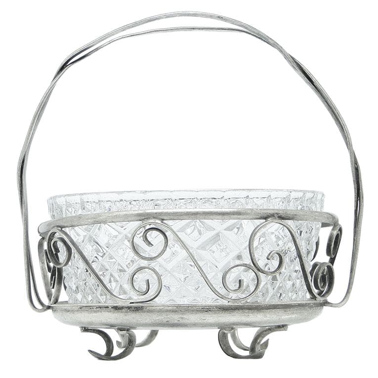 Cukiernica, postmodernizm, mosiądz srebrzony, szkło, HEFRA, Polska, lata 70. - 193060