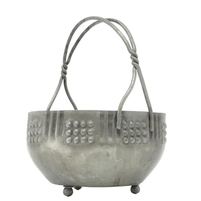 Art Deco sugar bowl, silver-plated brass, Poland, 1920s. - DIMENSION