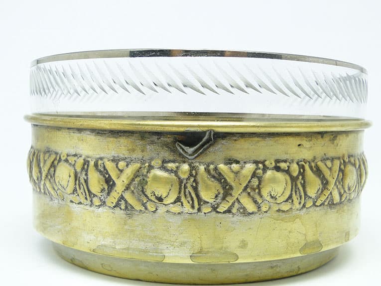 Cukiernica Art Deco, mosiądz srebrzony, szkło, Polska, lata 30. - 188017