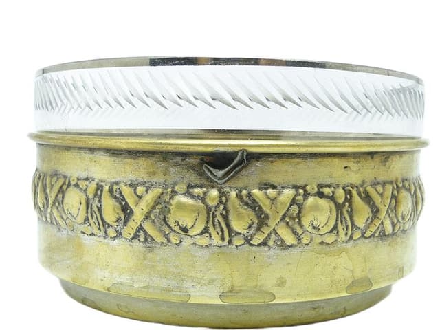 Cukiernica Art Deco, mosiądz srebrzony, szkło, Polska, lata 30. - WYMIARY