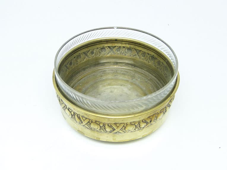 Cukiernica Art Deco, mosiądz srebrzony, szkło, Polska, lata 30. - 188015