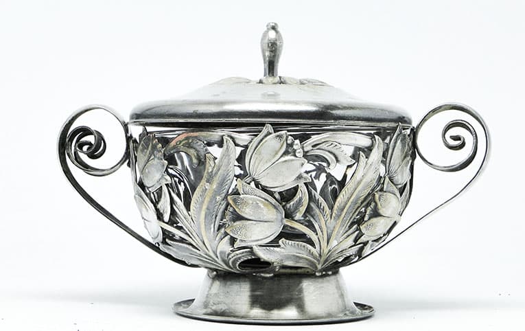 Sugar bowl, Postmodernism, silver-plated brass, HEFRA, Poland, 1970s. - 188031