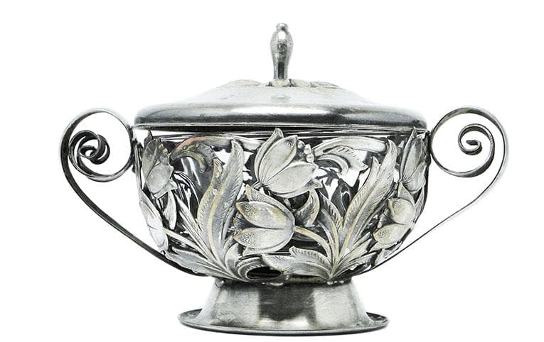 Sugar bowl, Postmodernism, silver-plated brass, HEFRA, Poland, 1970s. - 193044