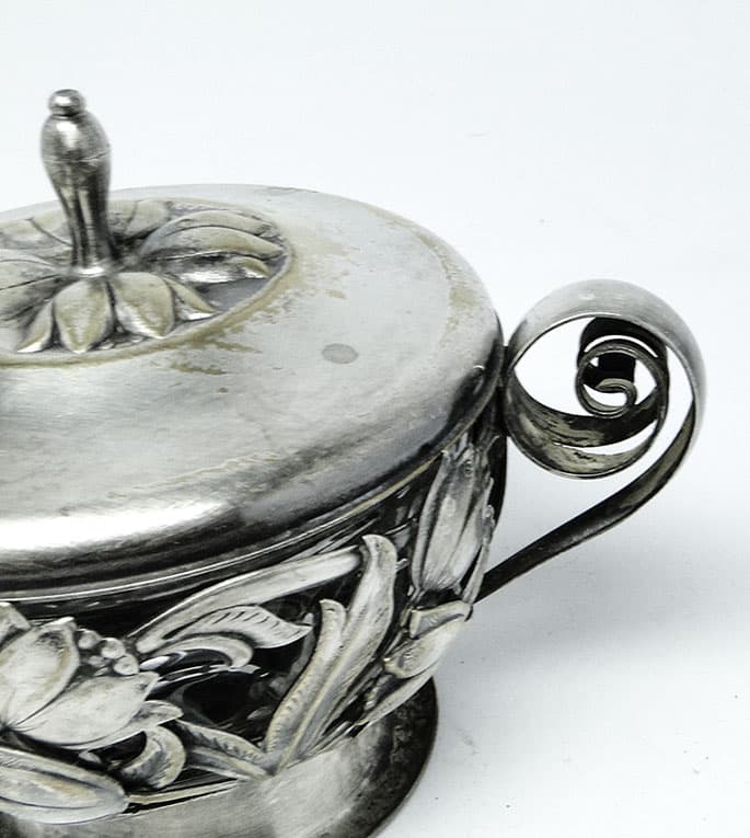 Sugar bowl, Postmodernism, silver-plated brass, HEFRA, Poland, 1970s. - 188036