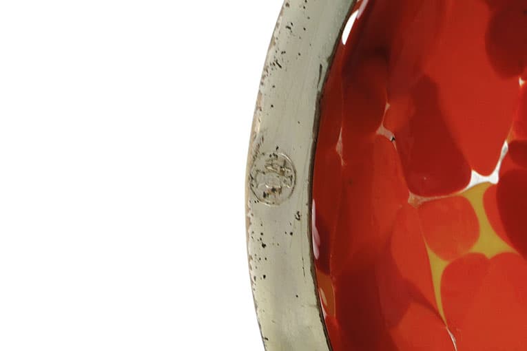 Art Nouveau sugar bowl, silver-plated brass, orange glass, Germany, early 20th c. - 188062