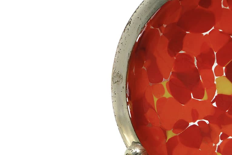 Art Nouveau sugar bowl, silver-plated brass, orange glass, Germany, early 20th c. - 188061