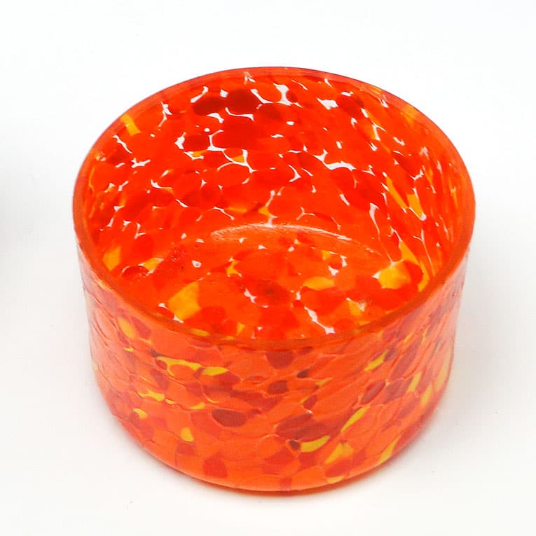 Art Nouveau sugar bowl, silver-plated brass, orange glass, Germany, early 20th c. - 188059