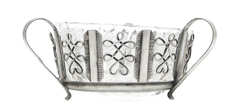 Postmodernism sugar bowl, silver-plated brass, HEFRA, Poland, 1970s.