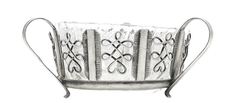 Postmodernism sugar bowl, silver-plated brass, HEFRA, Poland, 1970s. - 193309