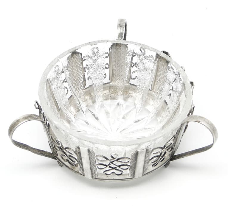 Postmodernism sugar bowl, silver-plated brass, HEFRA, Poland, 1970s. - 188099