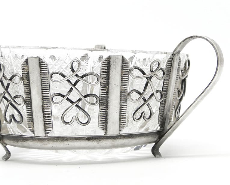 Postmodernism sugar bowl, silver-plated brass, HEFRA, Poland, 1970s. - 188101