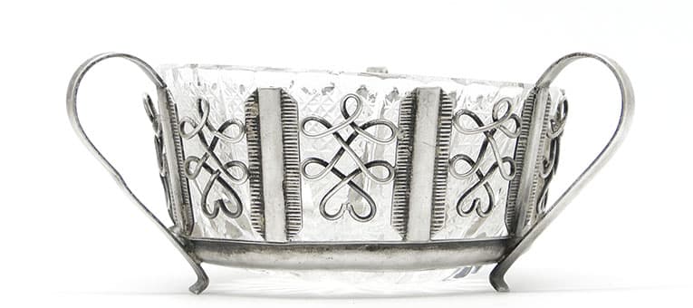 Postmodernism sugar bowl, silver-plated brass, HEFRA, Poland, 1970s. - 188098