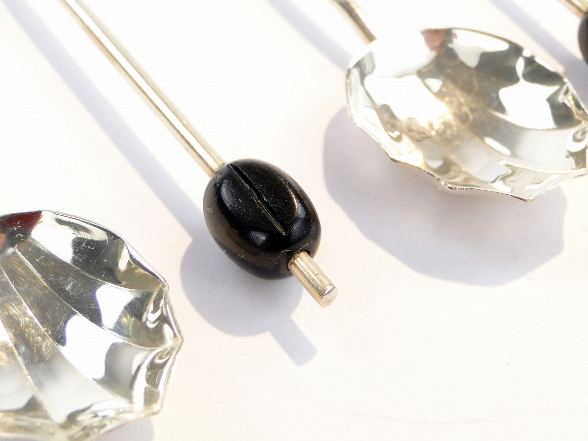 Coffee spoon set Art Deco, silver, black bakelite, United Kingdom, 1930s. - 188065