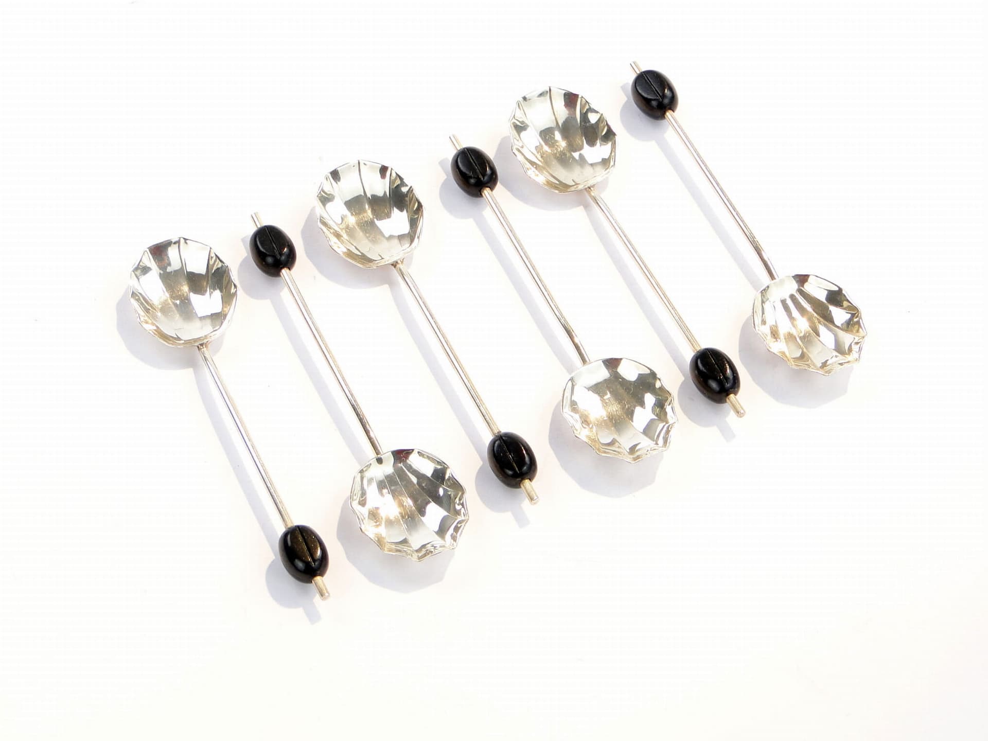 Coffee spoon set Art Deco, silver, black bakelite, United Kingdom, 1930s. - 188064