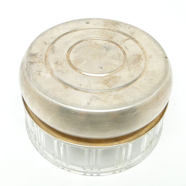 Mid-century modern sugar bowl, glass, silver-plated brass, Poland, 1960s. - 188142