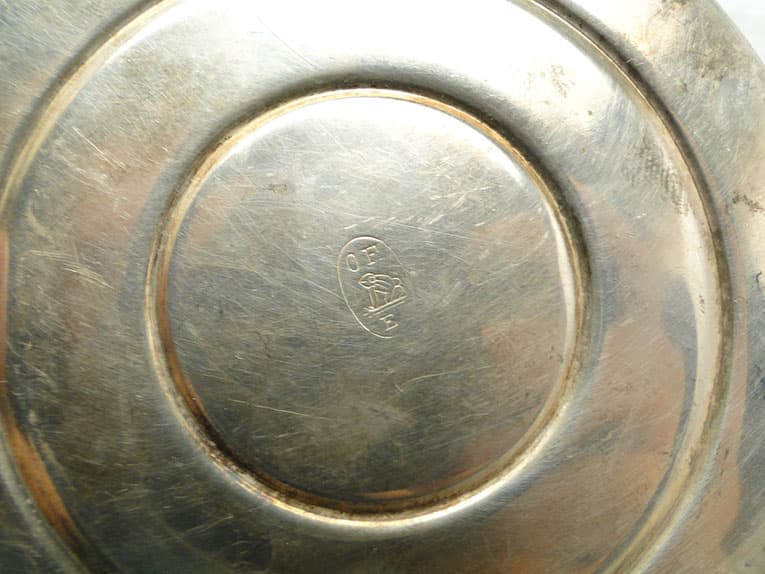 Mid-century modern sugar bowl, glass, silver-plated brass, Poland, 1960s. - 188143