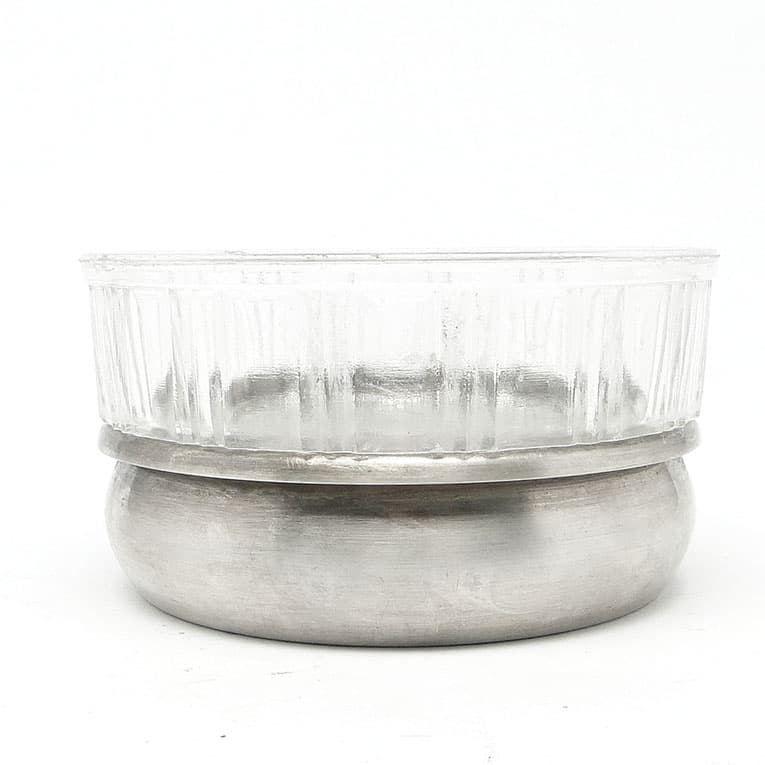 Mid-century modern sugar bowl, glass, silver-plated brass, Poland, 1960s. - 188140