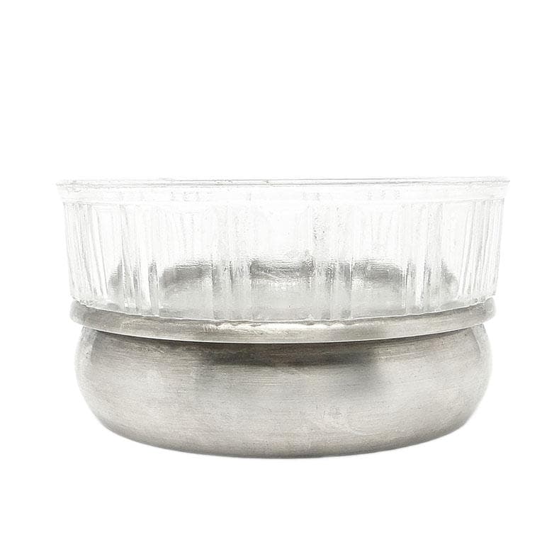 Mid-century modern sugar bowl, glass, silver-plated brass, Poland, 1960s. - 193028