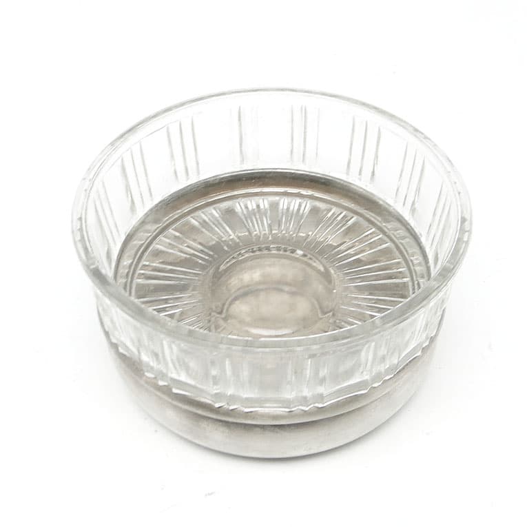 Mid-century modern sugar bowl, glass, silver-plated brass, Poland, 1960s. - 188141