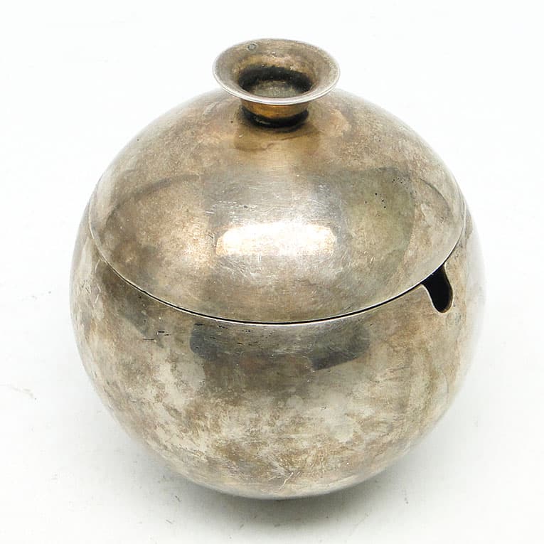 Cukiernica mid-century modern, mosiądz srebrzony, HEFRA, Polska, lata 60. - 188159