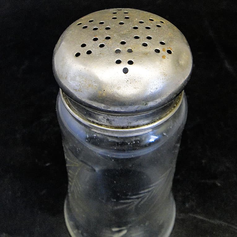 Cukiernica do cukru pudru, Art Nouveau, szkło prasowane, mosiądz srebrzony, Szwecja, lata 20. - 188210