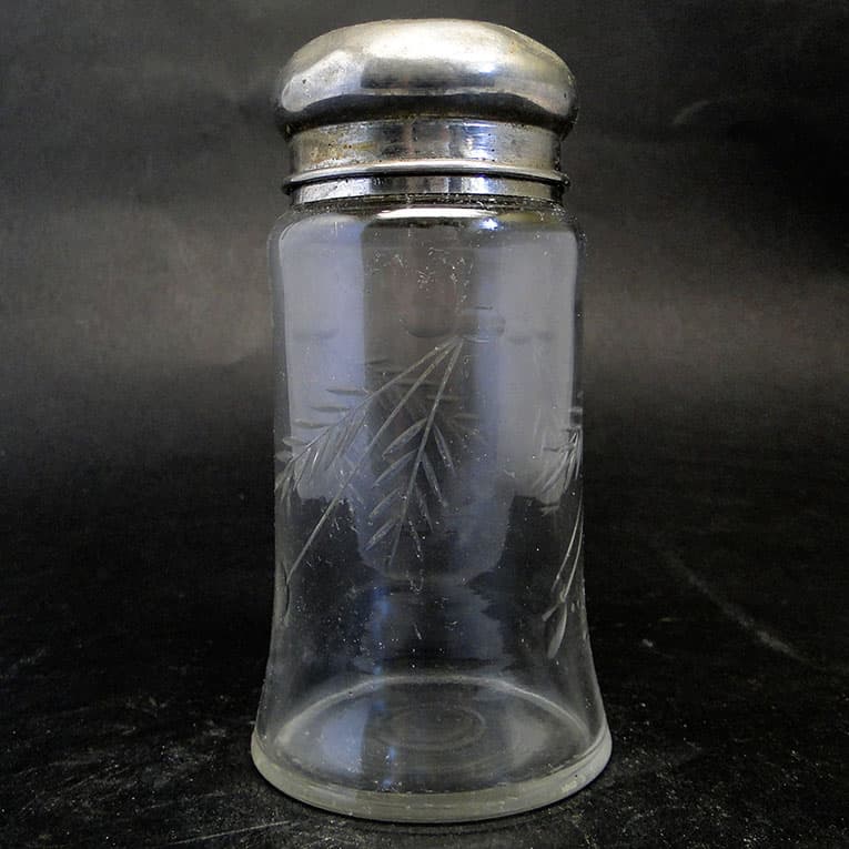 Cukiernica do cukru pudru, Art Nouveau, szkło prasowane, mosiądz srebrzony, Szwecja, lata 20. - 188208