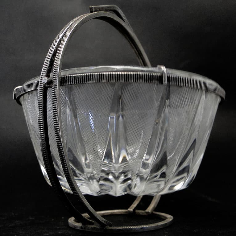 Cukiernica Art Deco, szkło, mosiądz srebrzony, Polska, lata 20. - 188228